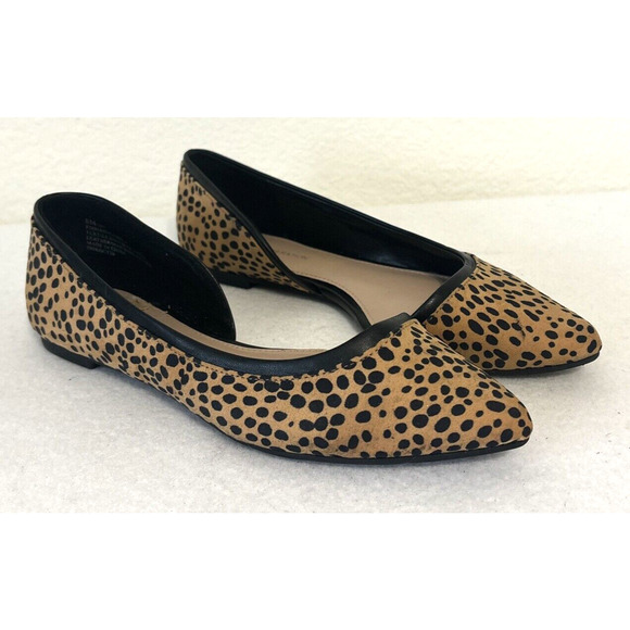 BCBGeneration Emmani Leopard Print Pointed Toe Flats 8M Animal Print Casual Chic - Picture 1 of 7